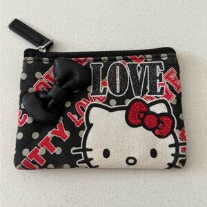Hello Kitty Coin Purse Polka‎ Dot Love Bow Sanrio Change Purse Wallet Black